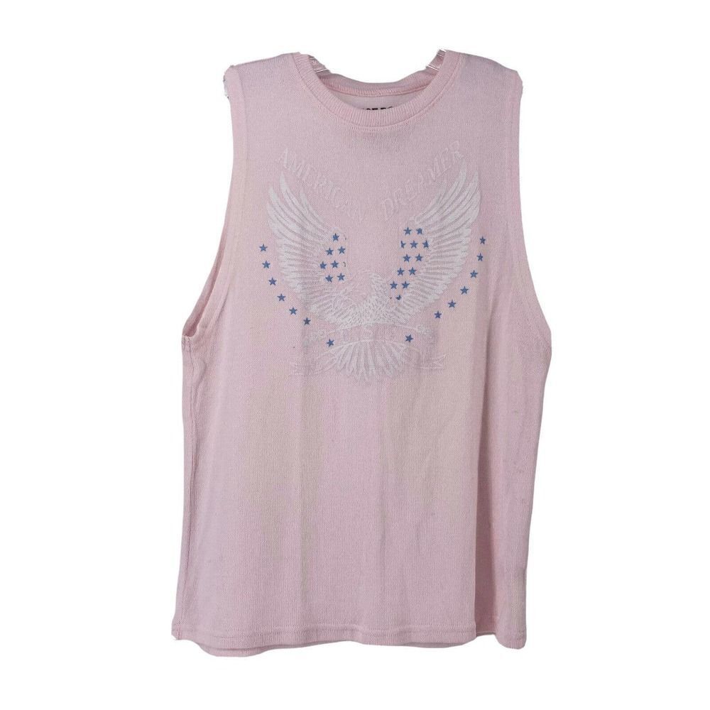 Pink Knit Tank Top American Dreamer USA Eagle Joe Boxer Womens Size M Crew Neck